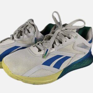Reebok Nano X Cross Trainers Sneakers Women's Shoes Size 9 White, Blue, Green